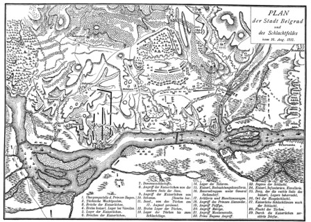 Map of the Battle of Belgrade on August 16
