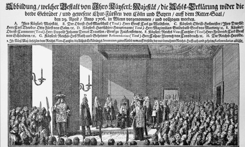 Emperor Joseph I declares imperial exile against the Electors Joseph Clemens of Cologne and Max Emanuel of Bavaria