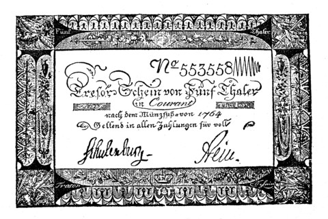 Prussian vault ticket of five thalers from 1806