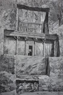 Naqsch-e Rostam with the cruciform rock tomb of King Darius II