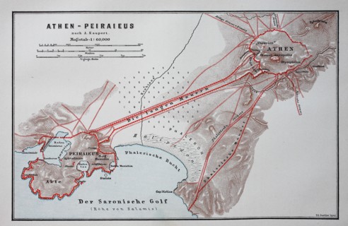 old map of Athens and Peiraieus