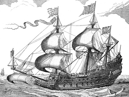Dutch warship from the 16th century  /  Holländisches Kriegschiff aus dem 16. Jahrhundert