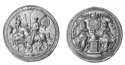 Seal and counter-seal of King Philip II of Spain and Queen Maria of England  /  Siegel und Kontrasiegel des Königs Philipp II. von Spanien und der Königin Maria von England
