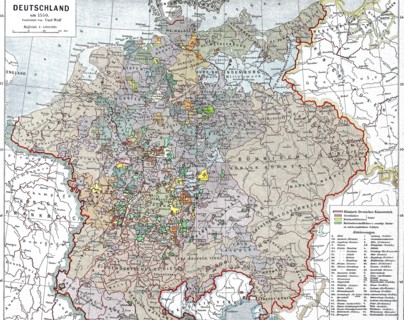 historical map of Germany in 1550  /  historische Landkarte von Deutschland im Jahre 1550