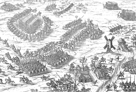 The Battle of Dreux was fought on 19 December 1562 between Catholics and Huguenots  /  Die Schlacht bei Dreux
