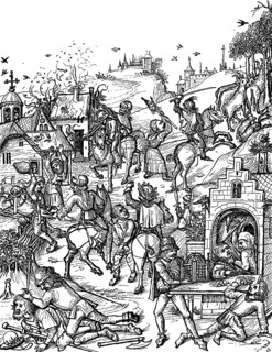 Robber knights attack a village