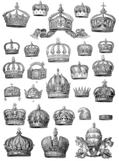 different crowns of rulers  /  verschiedene Kronen der Herrscher