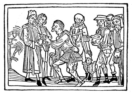 Beggar asking the king for alms from the mirror of human life