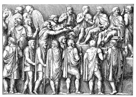 Germanic prince ask Marc Aurel for mercy and peace