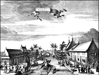 The Eygers canal in Batavia in the 17th century