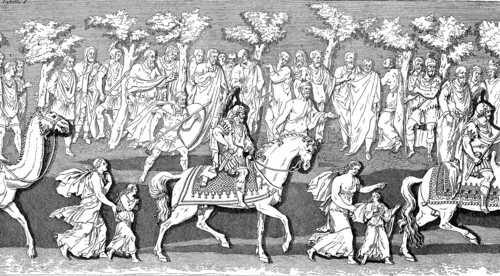 Triumphal of Theodosius on the former Theodosiusäule in Constantinople Opel