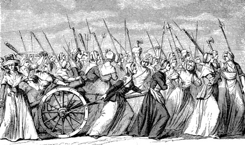 Train women to Versailles during the French Revolution in October 1789. On 5 October 1789  /  Zug der Frauen nach Versailles während der Französischen Revolution im Oktober 1789