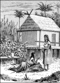 Women in front of a villa on the coast of Ecuador