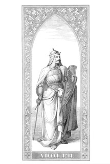 Adolf of Nassau (* before 1250; † 2 July 1298) from the Walramischen line of the noble family of Nassau was from 1292 to 1298 Roman-German King  /  Adolf von Nassau (* vor 1250; † 2. Juli 1298) aus de...