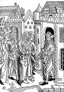 Christ being interrogated in the presence of the Jews by Pilate. From the treasure holder or shrine of the true riches of salvation and eternal bliss
