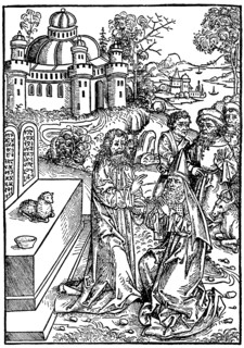 Moses anoints Aaron Bishop and Aaron's sons as priests. From the treasure holder or shrine of the true riches of salvation and eternal bliss