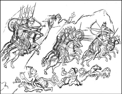 Russian horsemen pursue Bulgarians