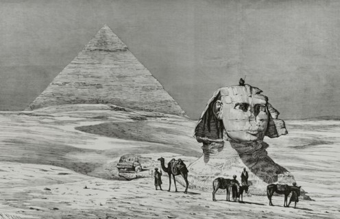 View of the Sphinx and the pyramid of Khafre