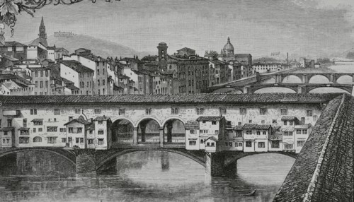 The "Ponte Vecchio" or "Old Bridge" over the river Arno