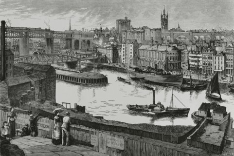 View of the city on the banks of the river Tyne