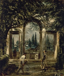 Diego Rodriguez de Silva y Velazquez, View of the Gardens of the Villa Medici, Rome, with a Statue of Ariadne, ca