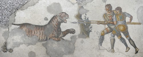 Great Palace of Constantinople, Gladiators fighting a tiger