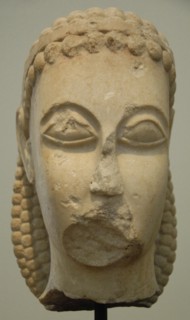 Head of a kouros found in Athens, in the Kerameikos, near Dipylon Gate, c
