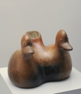 Geminated vessel depicting ducks