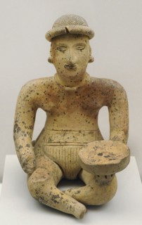 Sitting human figure, Colima style