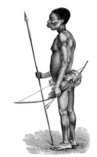 Warrior from the Akka people with bow and arrow