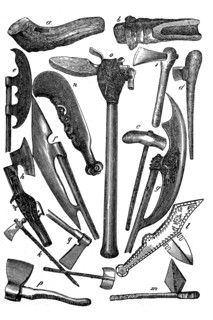 Axes and hatchets of different times and peoples