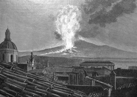 The eruption of the volcano Etna in Sicily