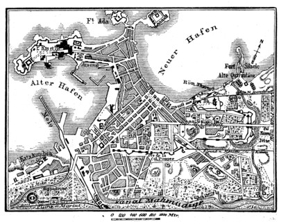 Map of Alexandria in Egypt in 1880  /  Plan von Alexandria in Ägypten im Jahre 1880