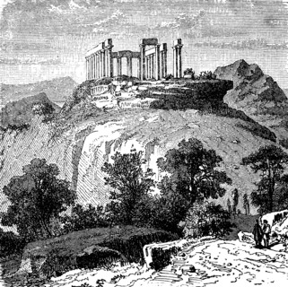 Sanctuary of Aphaia island of Aegina in Greece in 1880  /  Heiligtum der Aphaia Insel Ägina in Griechenland im Jahre 1880