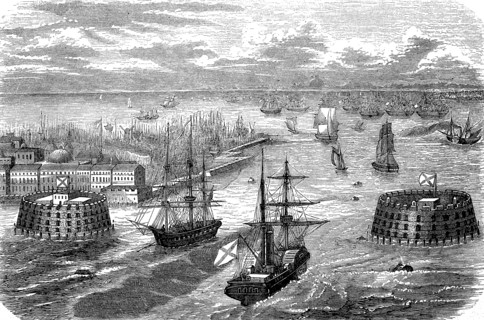 Kronstadt is a town and former fortress on the Baltic Sea island of Kotlin off Saint Petersburg in Russia
