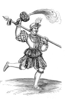 Schembart runner with fire piston from 1539