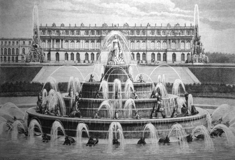 Visual axis over the Latona Fountain to the Royal Castle of Herrenchiemsee