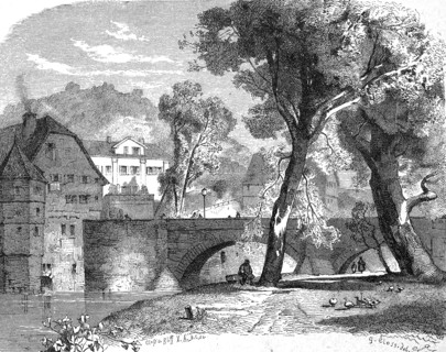 The Neckar Bridge in Tübingen and the Uhland House