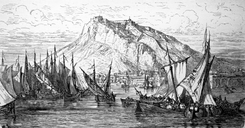 The port of Alicante in Spain in 1880  /  Der Hafen von Alicante in Spanien im Jahre 1880