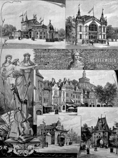 Picture tableau of the international music and theater exhibition in Vienna 1892  /  Bildtableau der internationalen Musik- und Theaterausstellung in Wien 1892