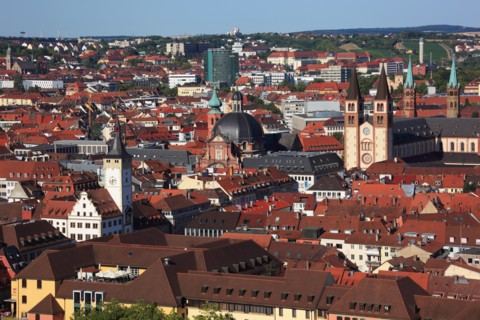 View to the old city of Würzburg on river Main
