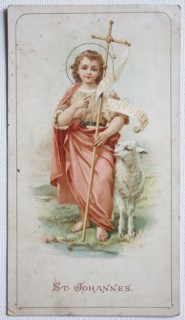Communion picture Saint John as a child with Cross and sheep  /   Kommunionsbild