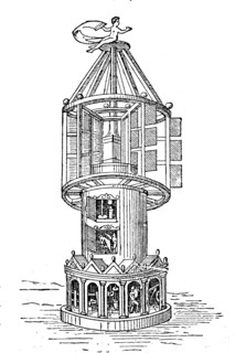 Mill with horizontal wind turbine  /  Mühle mit horizontalem Windrad