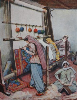 Carpet weaving in the Orient  /  Teppichknüpferei im Orient