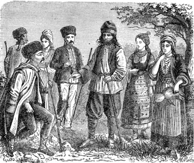 People in traditional clothes from Bulgaria