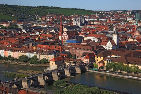 View to the old city of Würzburg on river Main