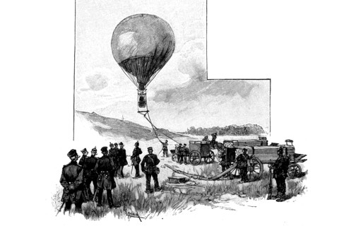 Rising of a captive balloon