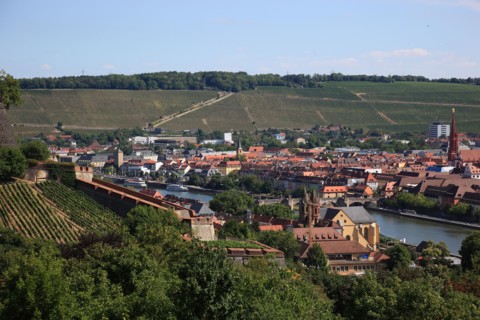 View to the old city of Würzburg on river Main