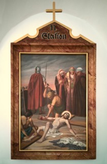 Stations of the Cross by an unknown artist in the handling of the Catholic pilgrimage church to the Holy Trinity in Kappl