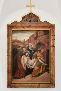 Stations of the Cross by an unknown artist in the handling of the Catholic pilgrimage church to the Holy Trinity in Kappl